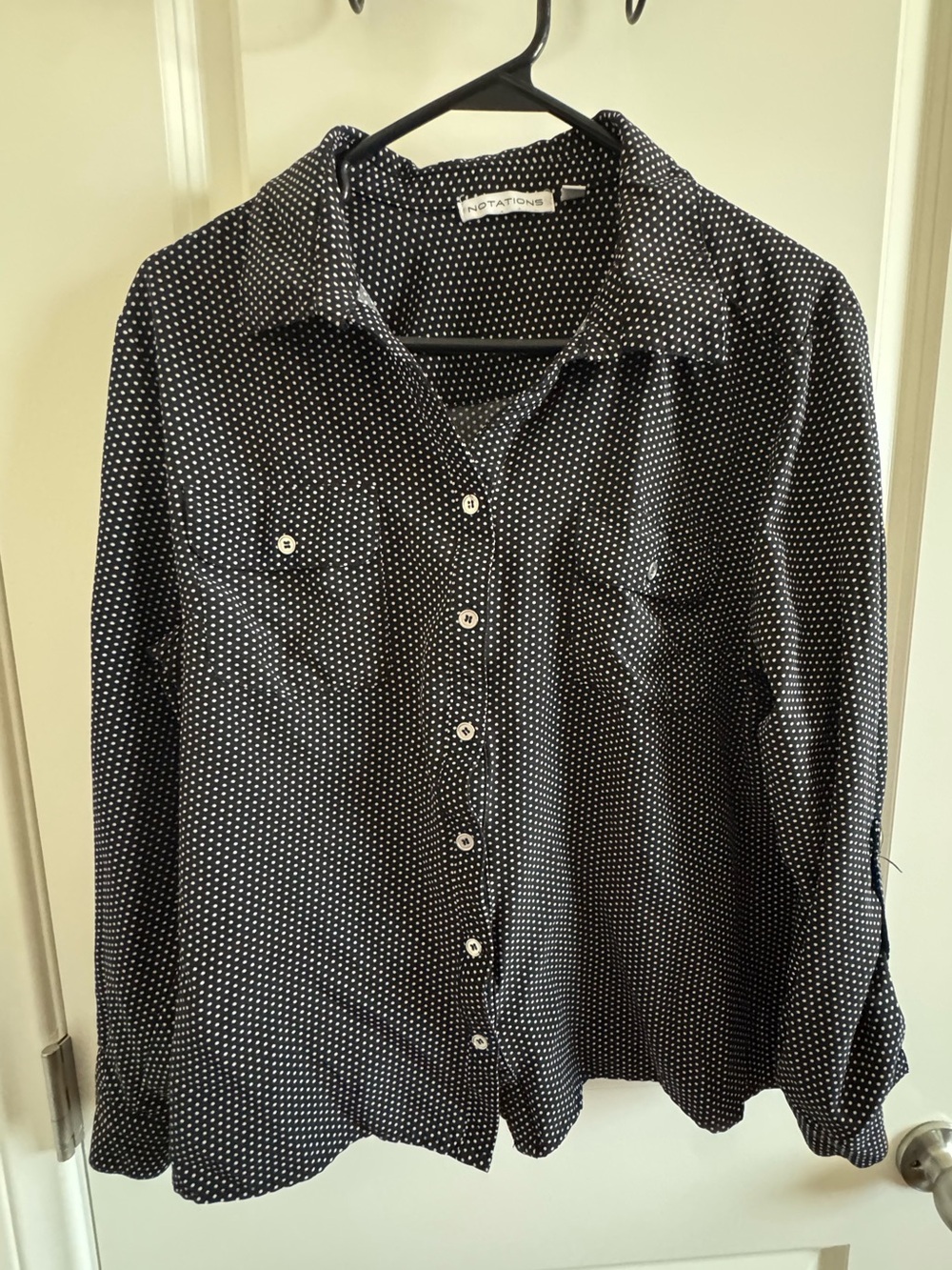 Corporate Goth Black & White Polka Dot Button-Up Shirt